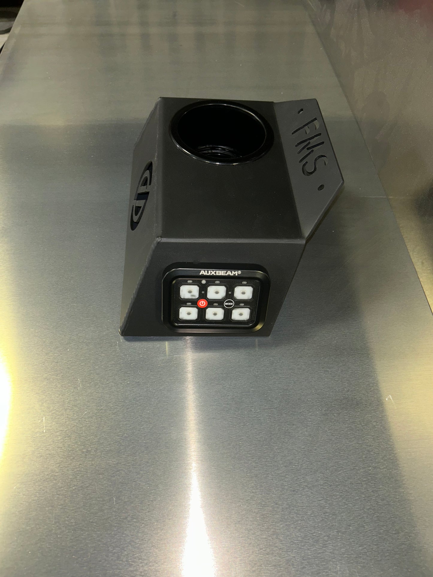 T-rail boat cup holder and switch panel aluminum satin black